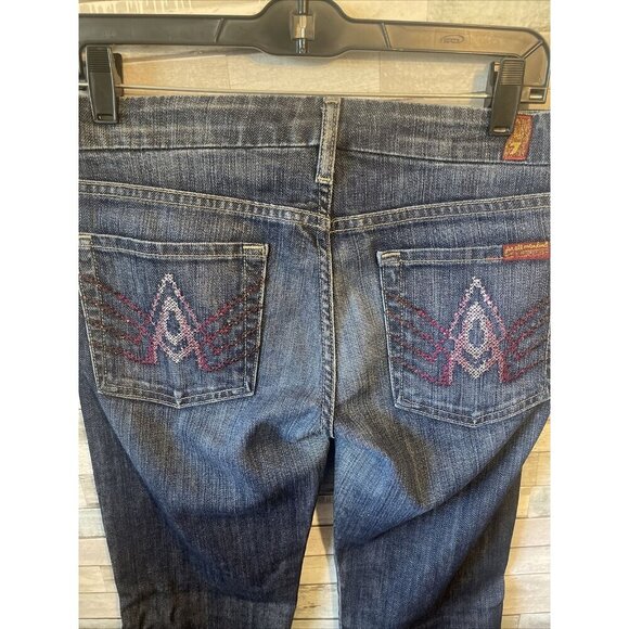 7 for all mankind women’s jeans Bootcut rinestone pockets dark wash size 28 - Picture 7 of 9
